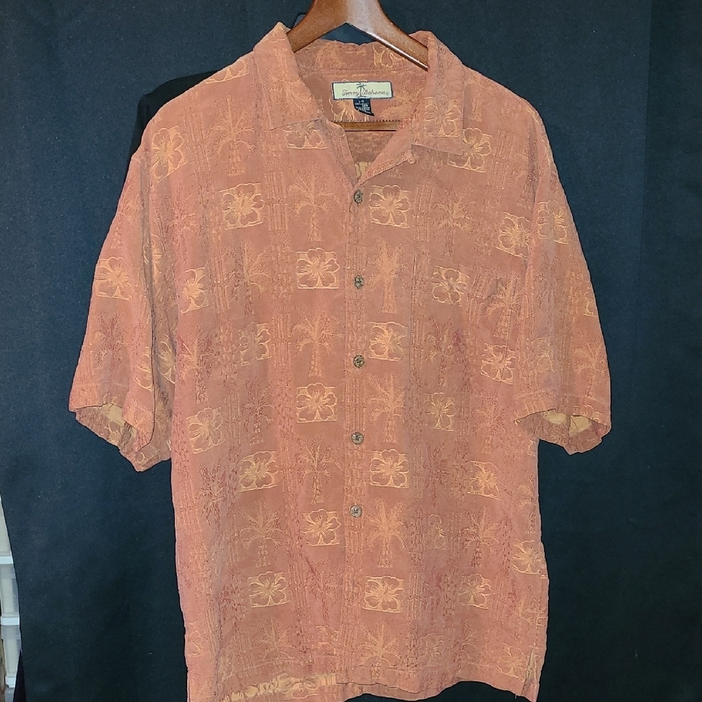 Tommy Bahama Mens L Silk Hawaiian Button Front Shirts 100% SILK Floral